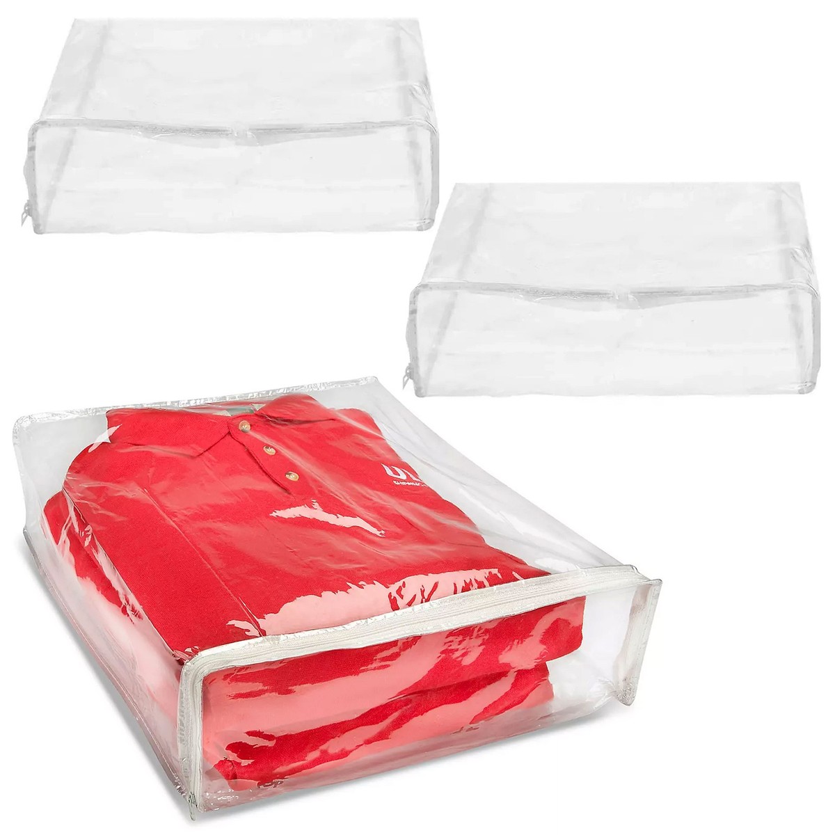 Clear Zippered Storage Bag Vinyl Blanket Clothes Space Saver Organizer  15X18X5