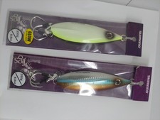 Lot of 2 Shimano Butterfly Flat-Fall Jigs, 250g CHART/ WHT GLOW + SANDEEL..NEW