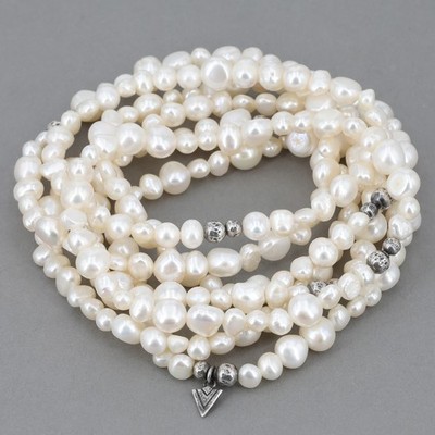 Nicht mehr erhältliches Silpada Sterling Perlen GÖTTIN Stretch Armband B1601 komplettes Set von 7 