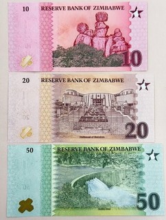 Zimbabwe _ set 3 banknotes 10 20 50 Dollars 2026 UNC Lemberg Zp