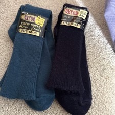 Vtg Kmart Mens Dress Crew Socks Lot Of 2 Pairs Blue Green Stretch NWT