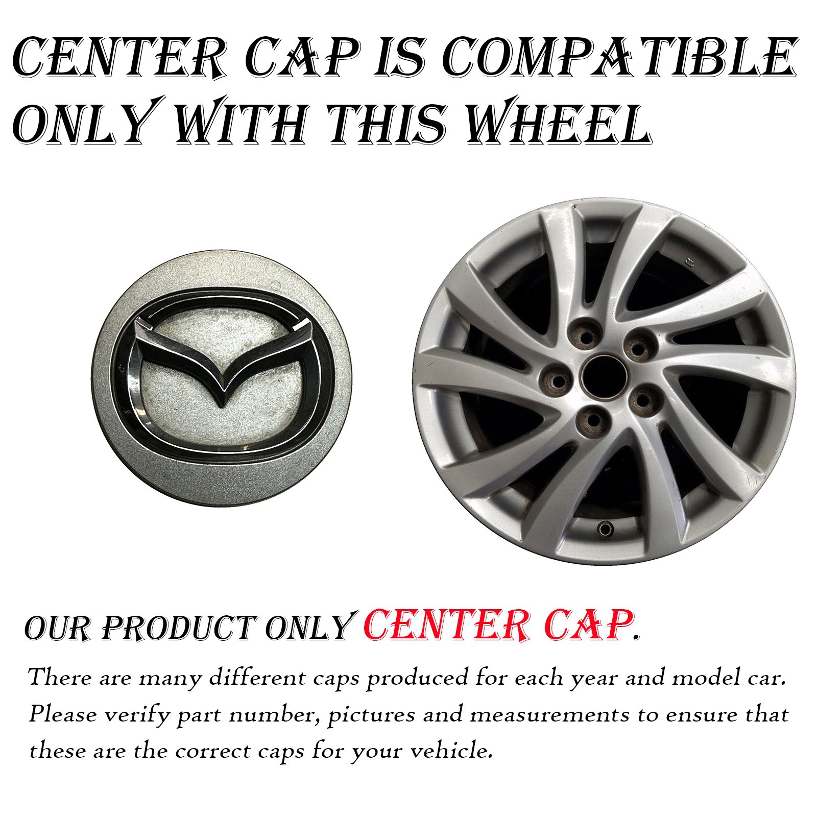 For Mazda 3 5 6 CX-7 CX-9 MX-5 RX-8 OEM Center Cap 2009-2015 BBM237190 (2.25 in)