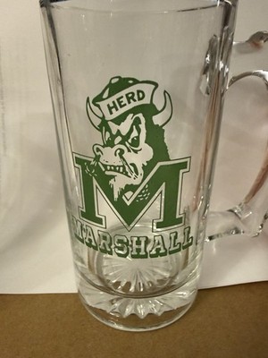 Pair Of Marshall University Thundering Herd Beer Stein Mugs Glass