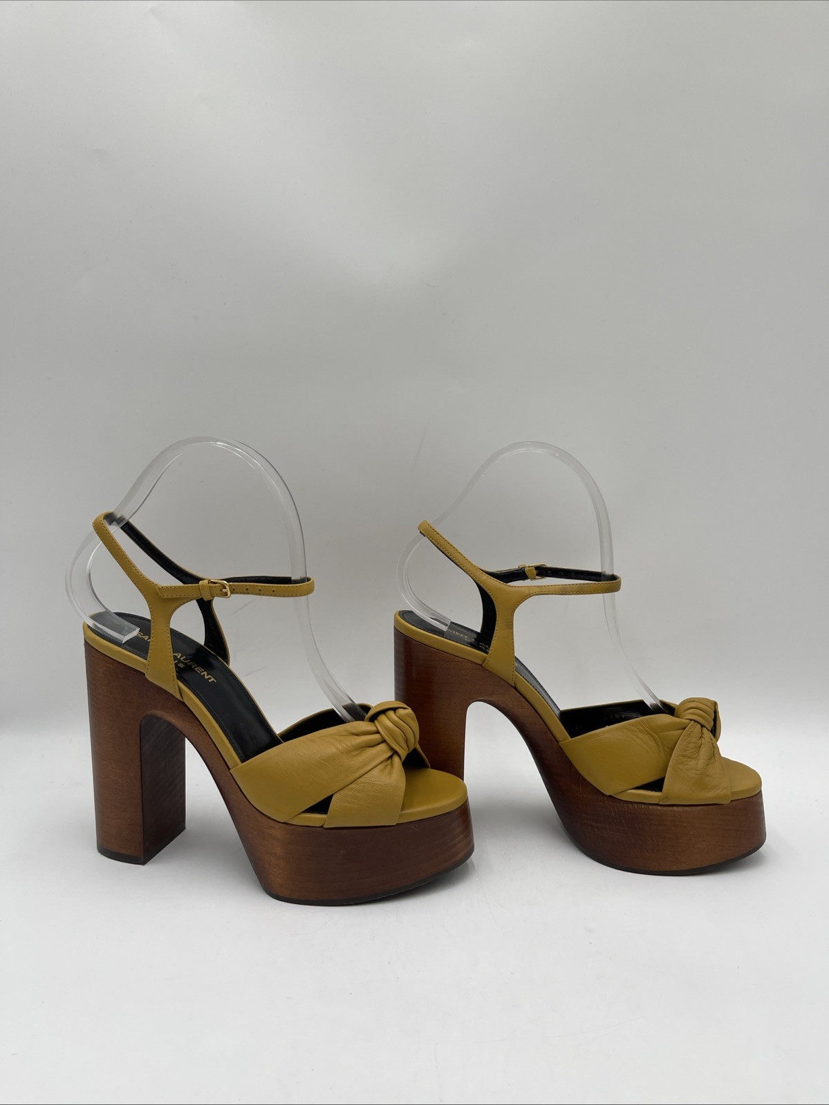 Saint Laurent sandali donna bianca plateau in pelle liscia giallo taglia 38