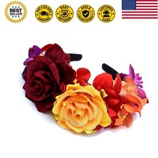 Day of The Dead Headband Costume Rose Flower Crown Mexican Headpiece