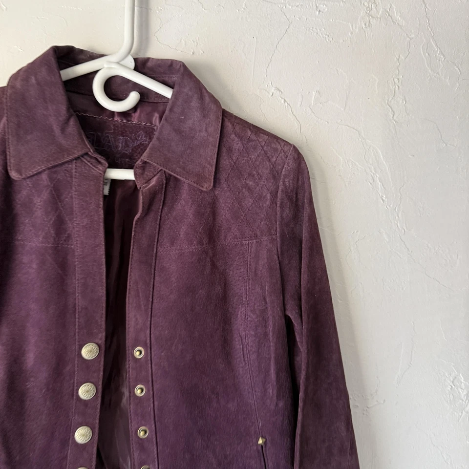 Chaqueta Live A Little De Colección Pequeña Púrpura Gamuza Cuero Botón Western Fairy Grunge Foto 2 de 4