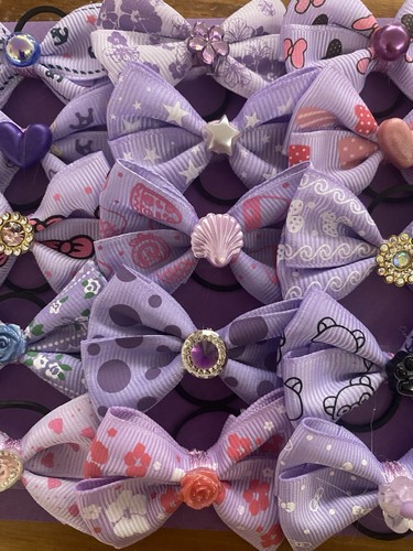 Mixed Lilac Patterned Dog Grooming Bows Pack 20 - Picture 3 of 5