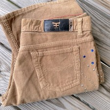 Vintage Bebe Tan Corduroy Pants with rhinestone Studded Details size 30