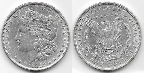 1882 Morgan dollar coin $1 VF very fine borderline AU