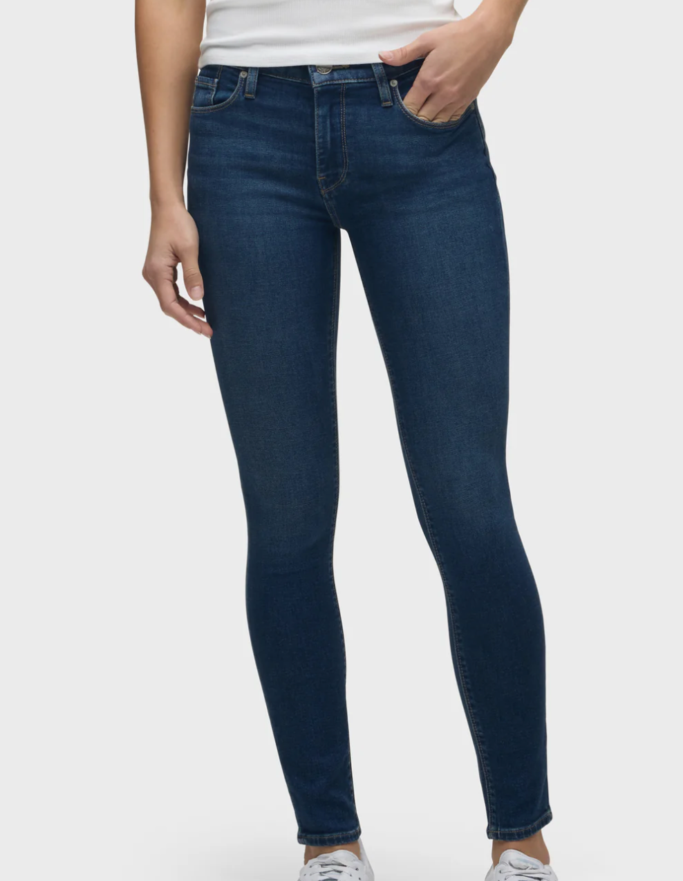 HUDSON JEANS Nico Mid-Rise Super Skinny Jeans DARK BLUE STRETCH Distressed SZ 28