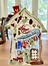 Blue Sky Clayworks “Love Lives Here” Tea Light Candle House NEW Auth Retailer