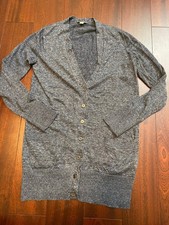 GAP Women  s Gray Linen Blend Cardigan Size S   Button Front, V-Neck, Pockets
