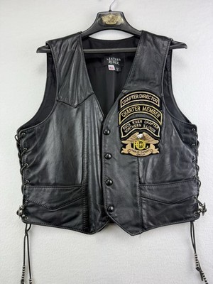 Leather Rider Leather Vest Mens M HOG Chapter Director Rock River IL Biker