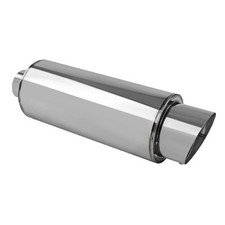 Silenciador de escape de carreras de acero inoxidable estilo bola de fuego de 4 puntas inclinadas + silenciador + HP