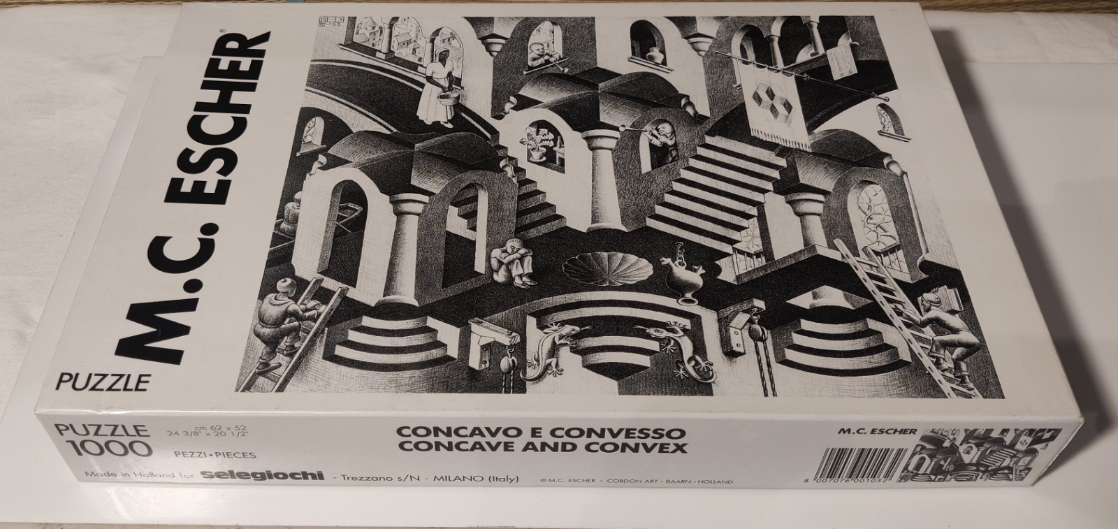 M.C. Escher 1000 pc Jigsaw Puzzle, Concave and Convex, 24-3/8” x20-1/2” Complete