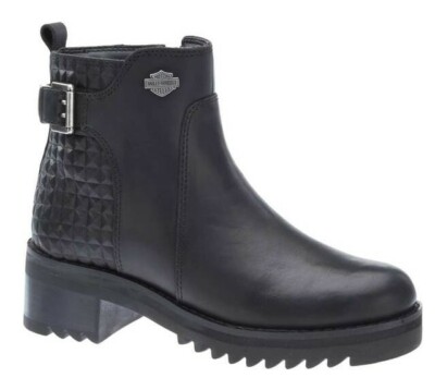 Harley Davidson Boots Women's Kelso Black Leather Motorcycle Ripple Sole D83897