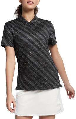 Nike Damen Golf bedrucktes Polo (schwarz & grau)   klein   neu ~ AJ5337 010