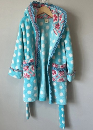 Matilda Jane Robe Silver Pieces Girls Sz Small S 4-6 Blue Pink Plush Hood Short - Picture 4 of 11