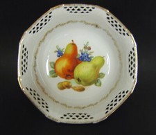 Coppa Cestino Ricamata a Giorno Porcellana Di Germania Decorazione Pera Mandorla