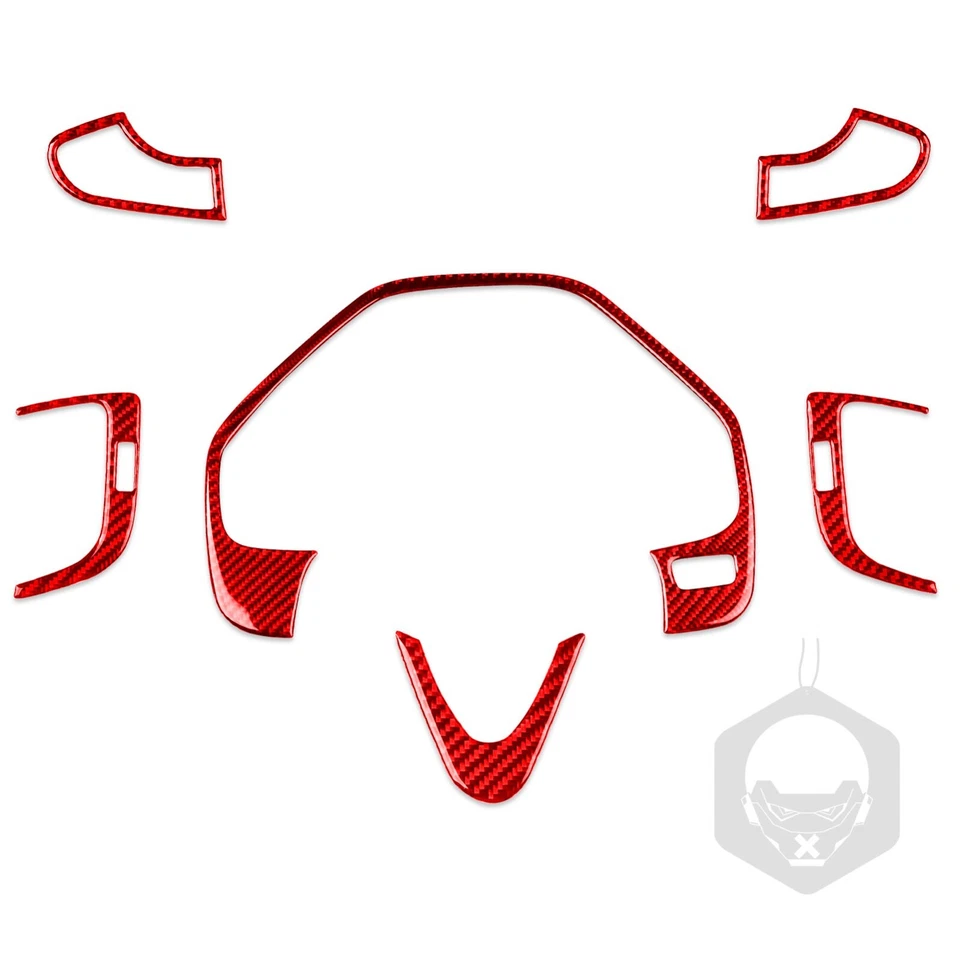 Cubierta de ventilación del velocímetro del volante de fibra de carbono roja 6 piezas para Acura TLX 15-20 Foto 2 de 4