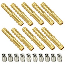 10PC - 1/4" Hose Barb Mender Union Splicer Brass Fitting Gas Fuel Water