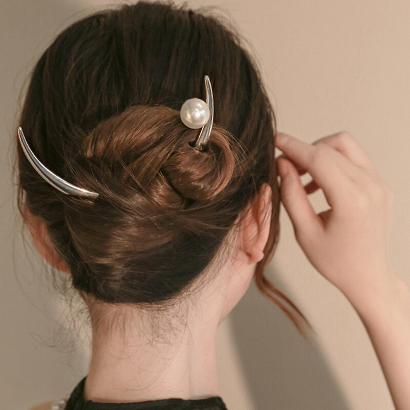 Crescent Moon Hair Fork Handmade Metal Hair Stick Womens Long Hair Crescent Moon Hair Fork Handmade Metal Hair Stick Womens Long Hair