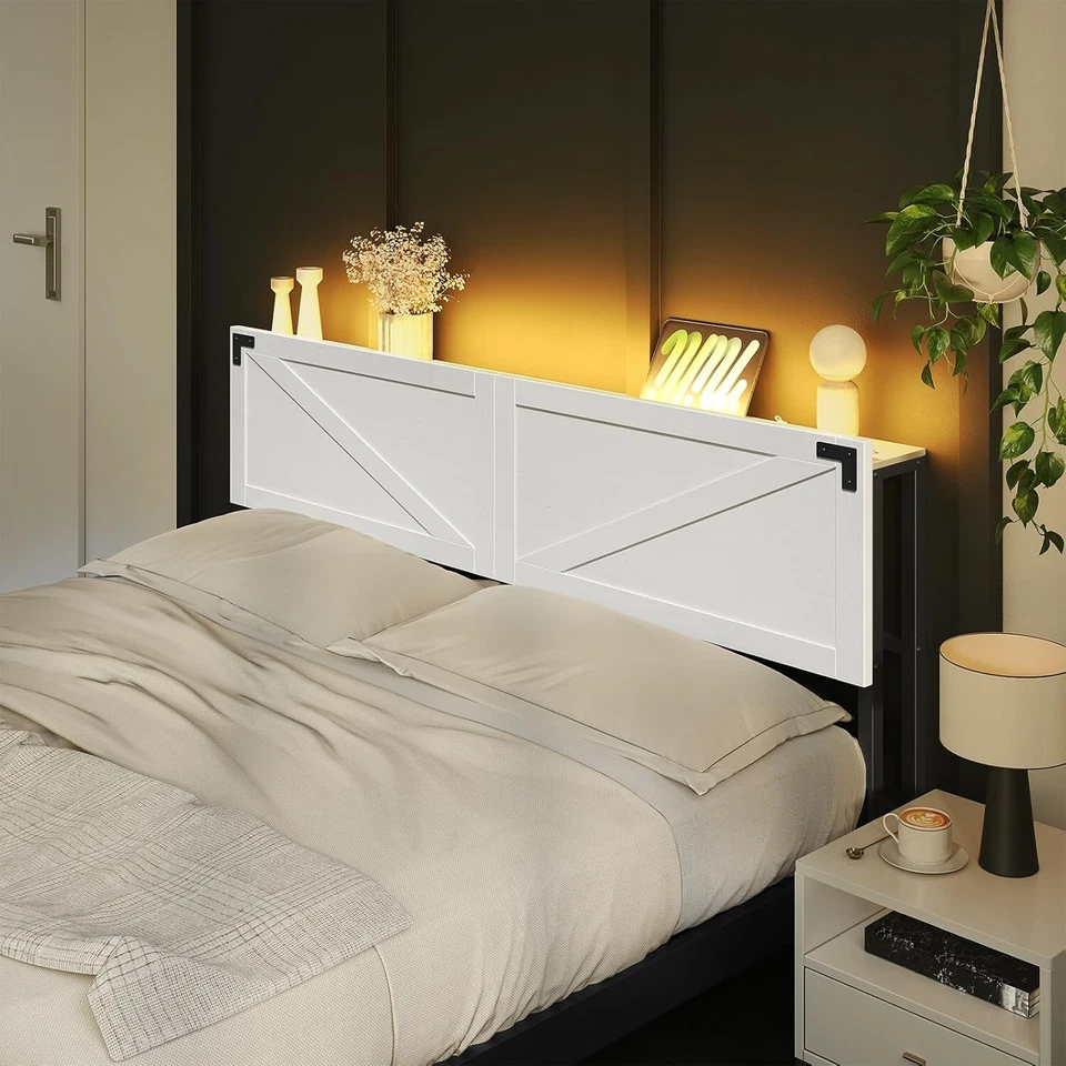 King Size Headboard ONLY, Headboard with 2 Outlets and 4 USB Ports, LED Lights - Image 4 of 4
