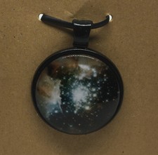 Galaxy Round Glass Dome Cabochons 1" Black Bezel Pendant New Free Ship 486