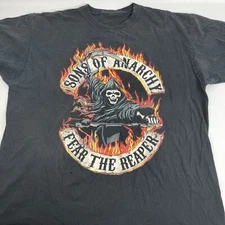 Sons of Anarchy T-Shirt XL Black Flame Grim Reaper SOA SAMCRO Graphic Biker Tee