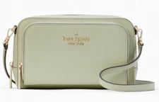 Kate Spade Dual Zip Around Crossbody Pale Army Green Leather WLR00410 NWT FS