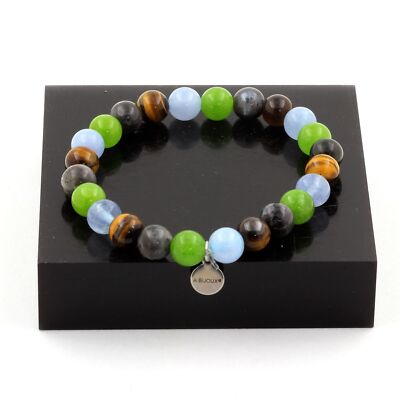 stones And Minerals. Aquamarine Bead Bracelet + Tiger Eye + Labradorite