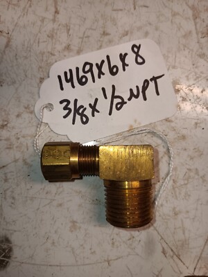 1469x6x8 Air Brake Adapter  Male Connector 90° Elbow 3/8'' Tube OD x 1/2'' NPT