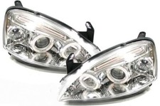 ANGEL EYES CHROME FRONT HEADLIGHTS FOR OPEL CORSA C 00-06 NEW LOOK LED HEADLIGHTS