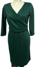 Ann Taylor Factory Women's Dress Green Wrap Lined Soft Zip Christmas Size 6