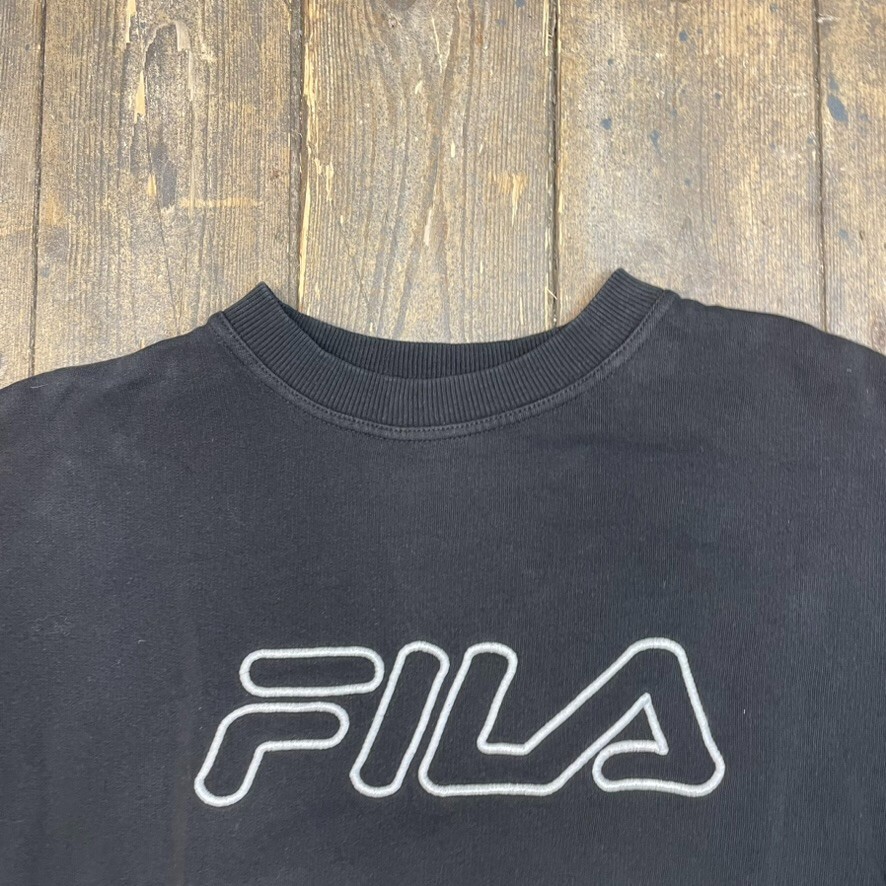 Fila Sweatshirt Womens Y2K Pull Over Spellout Training Jumper, Black, XL image 7