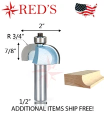 Tideway Carbide IND LC07022408 3/4" Radius Cove Bearing 1/2" shank router bit
