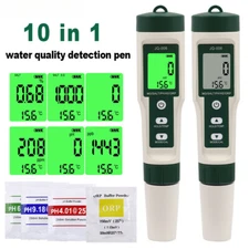 10in1Water Quality Tester PH/TDS/EC/SALT/TEMP/S.G/ORP/H2/Fertile/Resistivity Pen