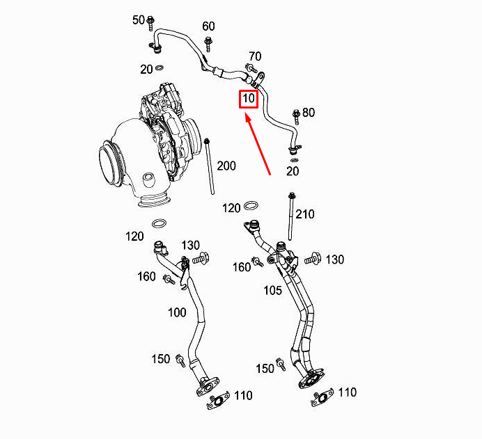 Neu MERCEDES-BENZ GLE W167 Turbo-Schmieröl-Zulaufleitung A6541800020 Original