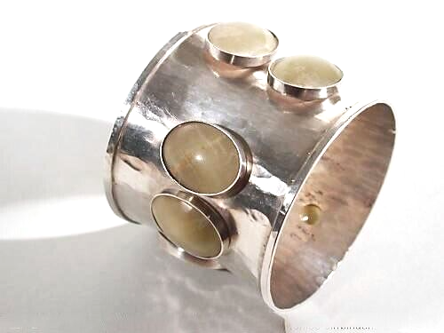 DESIGNER Silber Achat Armreif ° 60er Jahre Handarbeit ° signiertes Unikat ° - Bild 1 von 3