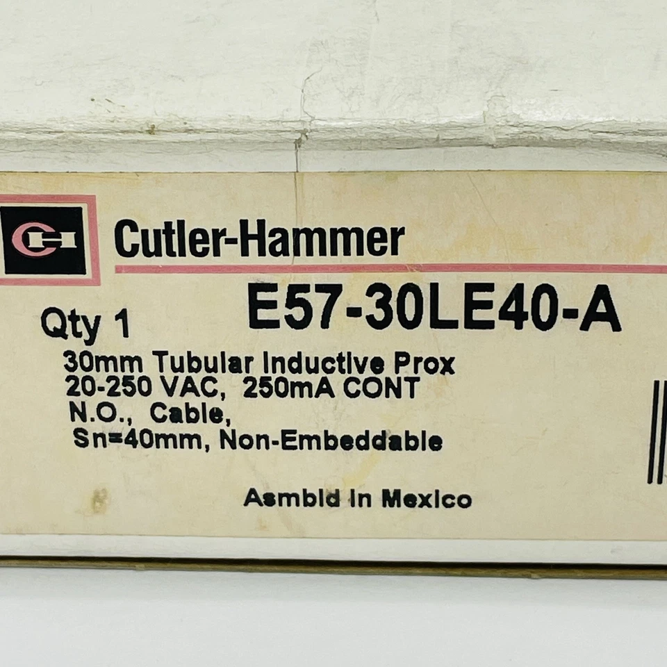 Cutler-Hammer E57-30LE40-A Inductive Proximity Switch 30MM N.O. 20-250Vac ~NEW~ - Image 2 of 3