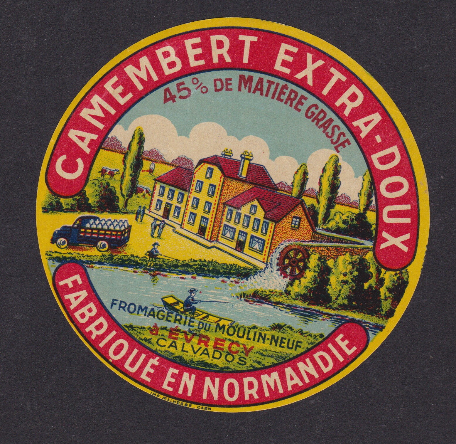 ANCIENNE ETIQUETTE BOITE FROMAGE CAMEMBERT NORMAND, NORMANDIE: Th