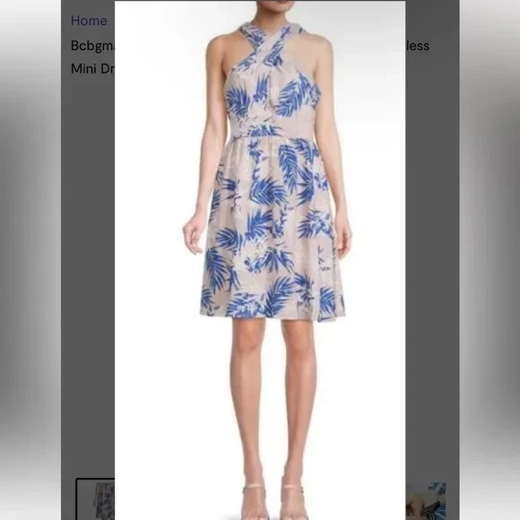 PALM ANGELS Abito foderato senza maniche nuovo con etichette Rayon Linen BCBGMaxazria collo a V taglia L $198