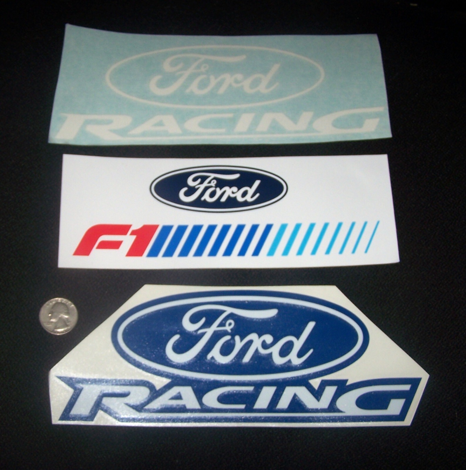 3 Large Original Ford Racing Stickers for NHRA NASCAR F1 Indy Cars