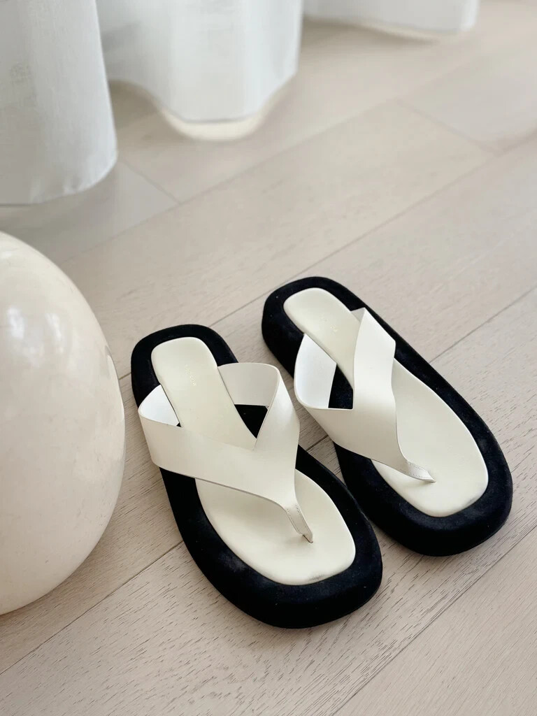 FILA THE ROW Ginza Infradito con plateau bicolore in pelle e camoscio (TG. 38 5)