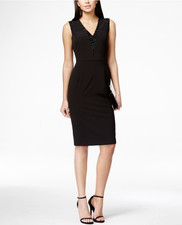 VINCE CAMUTO EMBELLISHED SHEATH BLACK DRESS sz 6