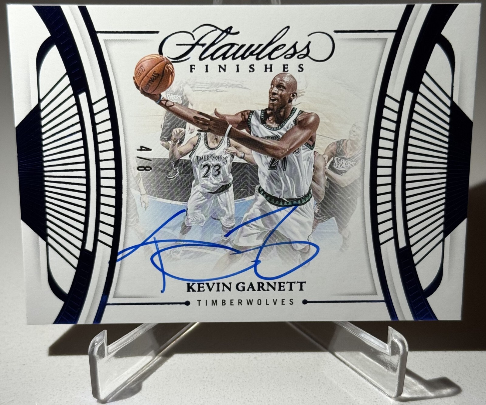2023-24 Panini Flawless - Kevin Garnett - Flawless Finishes Auto - Blue 4/8! view 4