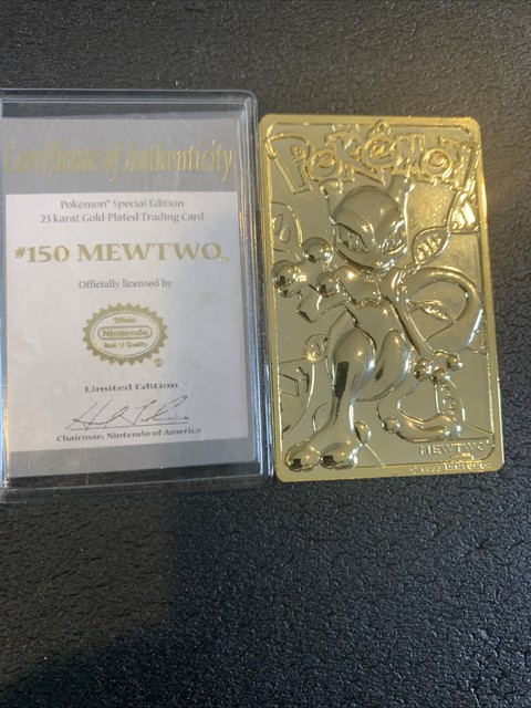 Pokemon Nintendo Mewtwo Limited Edition 1999 23k Gold Plated Card For 