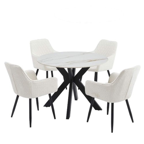 Tracey Round Marble Stone Dining Table - Picture 2 of 2