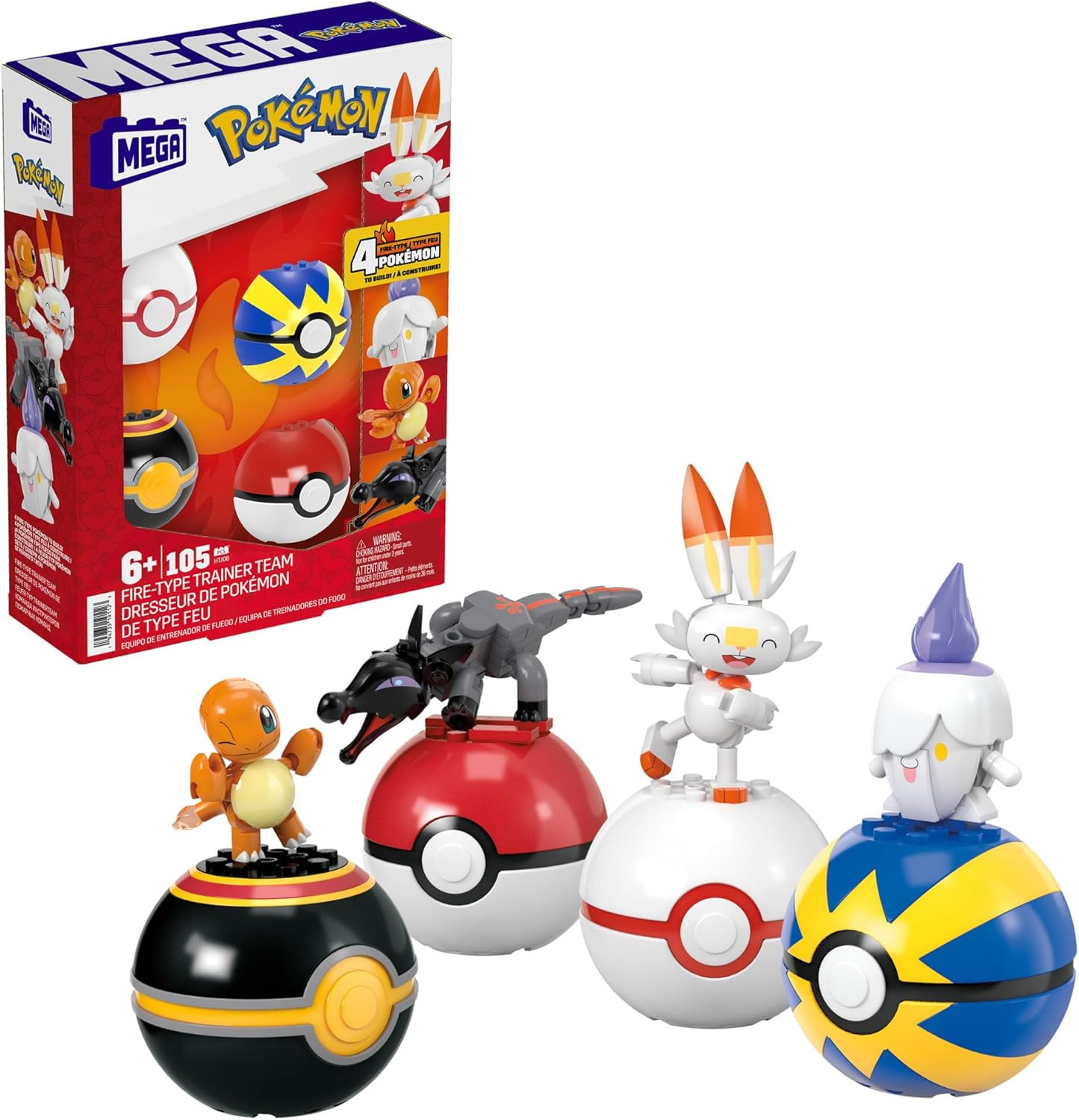 Набор конструкторов Mega Pokmon Building Toys Fire-Type Trainer Team из 105 предметов 4 комплекта 6690₽