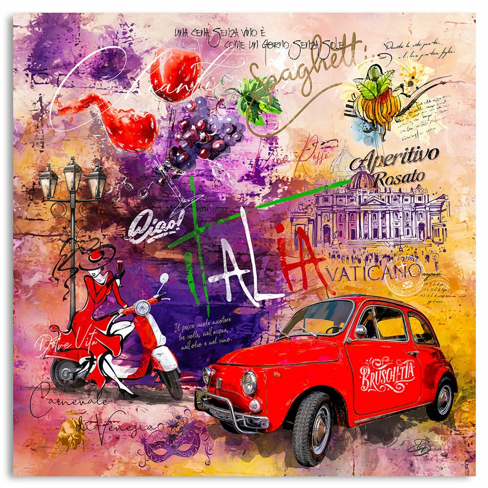ACRYLGLAS WANDBILD ITALIEN POP ART STÄDTE BILDER POSTER DEKO KUNST RESTAURANT - Bild 3 von 4